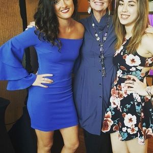 Blue Off the Shoulder Mini Dress